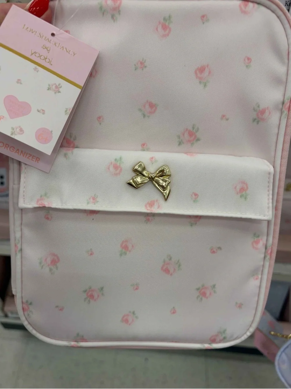 LoveShackFancy Yoobi Blooming Heirloom Ditsy Tech Organizer Strawberry Macaroon